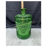 Emerald green hobstar pattern biscuit jar