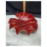 MCM murano art glass cased lily pad dish