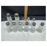 Crystal shakers with sterling lids