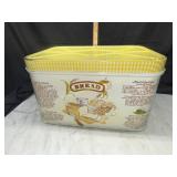 Vintage cheinco metal gingham top bread box with