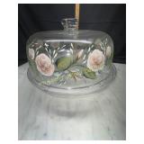 Hand painted cake stand with dome lid