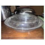 Large glass poinsettias baking dish with lid