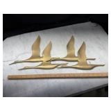 2 vintage MCM solid brass flying geese sculptural