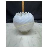 Fenton opalescent white spiral optic rose bowl