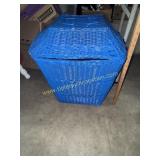 Blue wicker toy basket