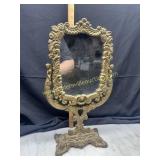 Vintage ornate cast vanity pedestal mirror