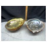 2 footed abalone shell bowls