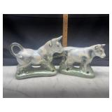 Vintage Brazil lusterware bull and cow figurines
