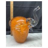 Orange art glass elephant