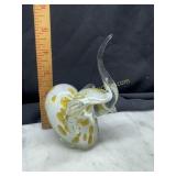 Art glass white and gold elephant