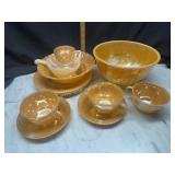 Group of fire king peach lustre dishes