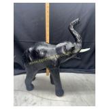 Vintage leather wrapped elephant statue black
