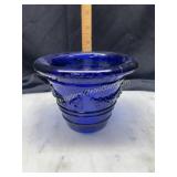 Cobalt embossed vase/small planter pot