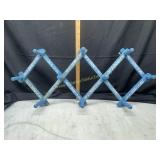 Vintage blue floral accordion style hat rack