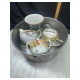 Hand painted cream and sugars and vase