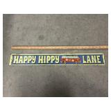 Metal happy hippy sign