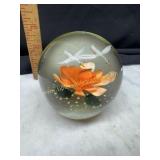 Orange flower and flying birds paperweight