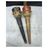 Vintage wooden top hat salt and pepper shakers