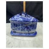 Staffordshire flow blue cheese dish