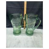 2 Coca-Cola heavy mug glasses with handles