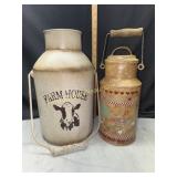 Decorative farmhouse and country goose cream cans