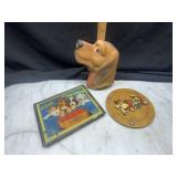 3 Vintage dog plaques