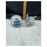 2 art glass paperweights
