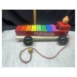 Vintage playskool wooden xylophone pull toy