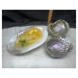 Vintage seashell bowl with koi resin art and