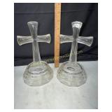 Pair of crystal crosses