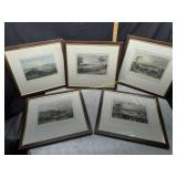 Antique hand colored engravings based on drawings