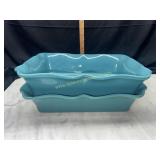 2 deep pioneer woman casserole dishes teal