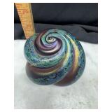 Ron Mynatt art glass shell paperweight signed