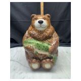 Bear with trout cookie jar
