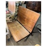Antique cast iron and wood school seat