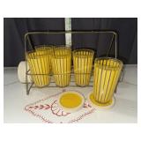 Vintage yellow stripe drinking glasses and lemon