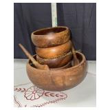 MCM teak salad bowl set