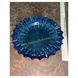 Heavy vintage blue starburst ashtray