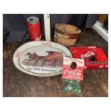 Coca-Cola playing cards, tin, marbles, Kroger