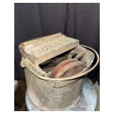 DeLuxe galvanized mop bucket with wooden roller