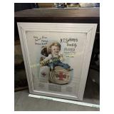 Framed flour advertisement