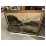 Framed mountain/river scene print by Sidney