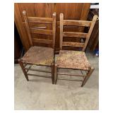 Pair of rustic ladder back chairs