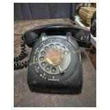 Black rotary telephone