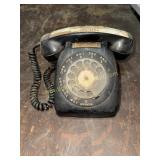 Vintage black rotary telephone funeralHome
