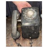 Black rotary wall phone