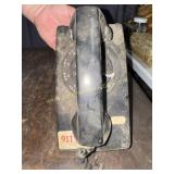 Black rotary wall phone