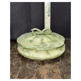 Green ceramic dish with lid
