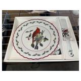Christmas cardinal cake serving set