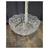 Heavy etched crystal bowl